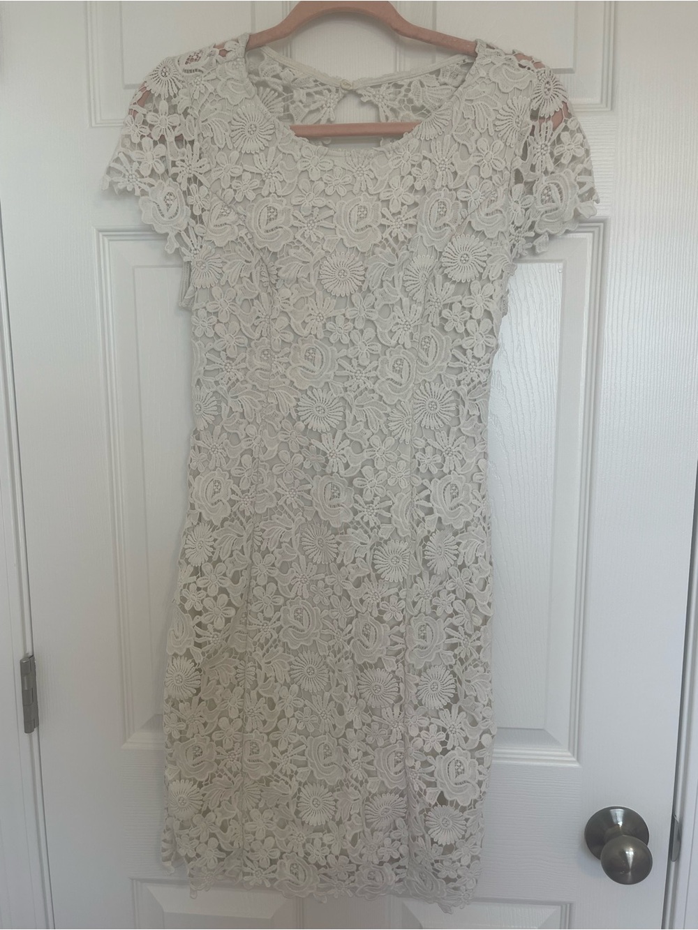 Lulu's Ivory Floral Crochet Lace Mini Dress